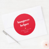 Red Hangover Helper Classic Round Sticker (Envelop)