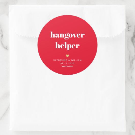 Red Hangover Helper Classic Round Sticker (Tas)