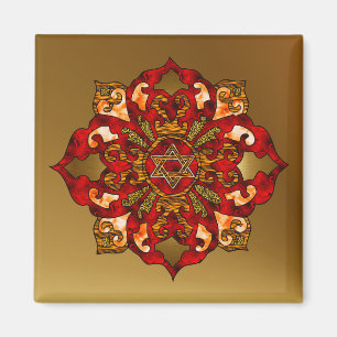 Red Hanukkah Mandala Magneet
