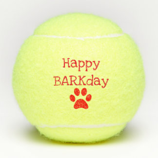 Red Happy Barkday Birthday Pet Dog Speelgoed Tennisballen