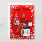 Red Happy Holiday Briefkaart (Voorkant / Achterkant)