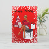 Red Happy Holiday Briefkaart (Staand voorkant)