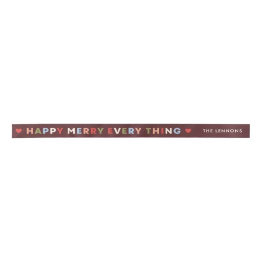 Red Happy Merry Everything Christmas Ribbon Lint (Voorkant)