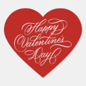 Red Happy Valentines Day Calligraphy  Hart Sticker (Voorkant)