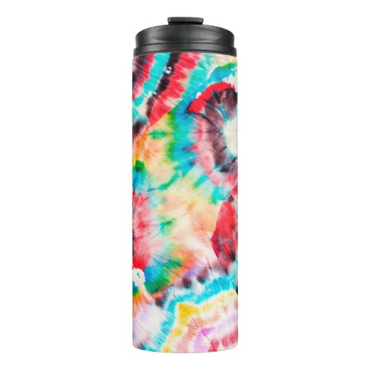 Red Hard Grunge. Shibori Pattern. Golden Brush Gra Thermosbeker (Voorkant)