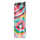 Red Hard Grunge. Shibori Pattern. Golden Brush Gra Thermosbeker (Gedraaid links)