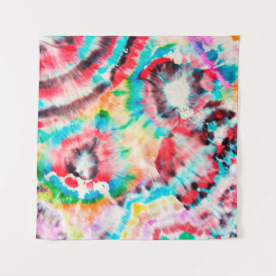 Red Hard Grunge. Shibori Pattern. Golden Brush Gra Wandkleed
