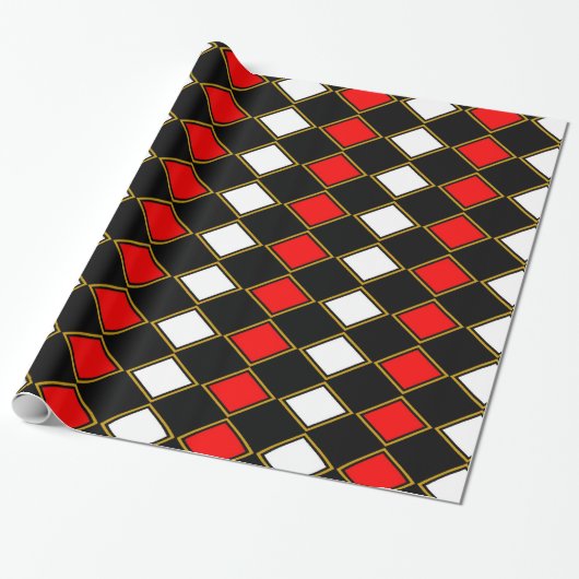 Red Harlequin Cadeaupapier (Uitgerold)
