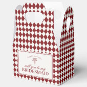 Red Harlequin Checkered Bridesmaid Proposal Box Bedankdoosjes (Open)