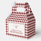 Red Harlequin Checkered Bridesmaid Proposal Box Bedankdoosjes (Achterkant)