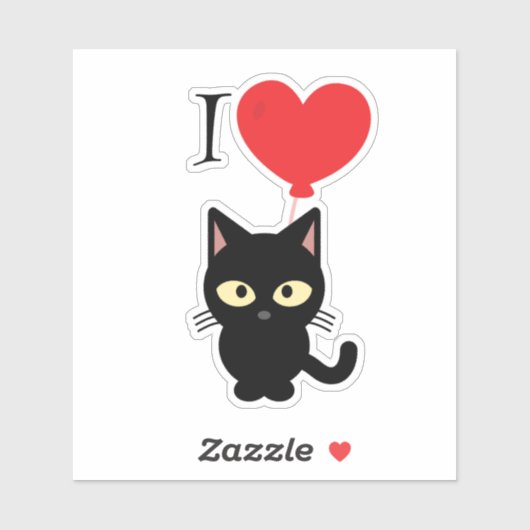 Red Hart I Love Chats Sticker (Feuille)