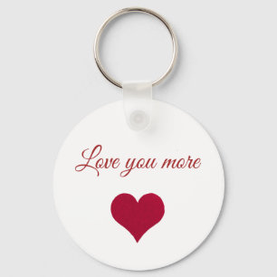 Red hart Love you more Button Sleutelhanger