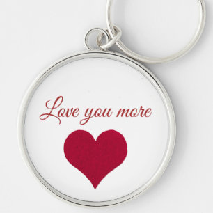 Red hart Love you more Button Sleutelhanger