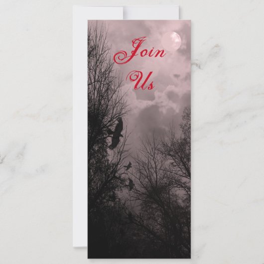 Red Haunted Sky et Raven Custom 4x9.25 Invitation (Devant)