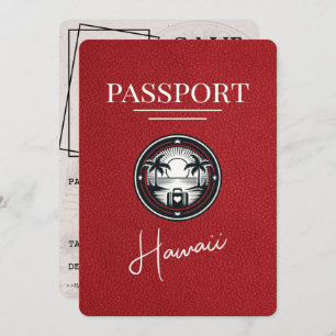 Red Hawaii Passport Bewaar de datum Save The Date