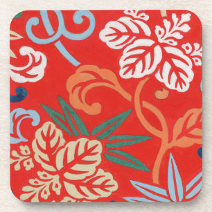 Red Hawaiian Japans Kimono Design Floral Bier Onderzetter