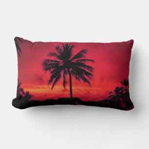 Red Hawaiian Sunset Exotic Palm Trees Kussen