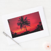 Red Hawaiian Sunset Exotic Palm Trees Rechthoekige Sticker (Envelop)