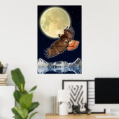RED HAWK MOON II Imaginaire sauvage affiche (Bureau à domicile)