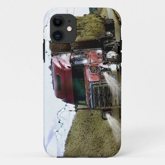 Red Hay Feed Truck Highway Driving Illustration Case-Mate iPhone Case (Achterkant)