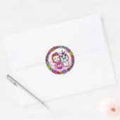 Red Hazard Fairy and Rainbow Unicorn en Butterfly Ronde Sticker (Envelop)