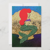 Red Hazard Mermaid Golden Seashell Birthday Party Kaart (Achterkant)