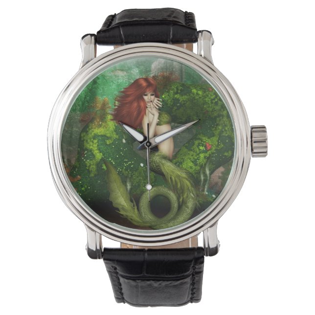 Red Hazard Mermaid Horloge (Voorkant)