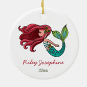 Red Hazard Mermaid Personalized Redhead Ginger Keramisch Ornament (Achterkant)