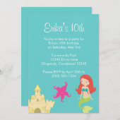 Red Hazard Mermaid Zee Invitation Kaart (Voorkant / Achterkant)