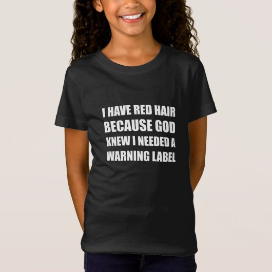 Red Head Hair Warning Label Funny T-shirt (Voorkant)