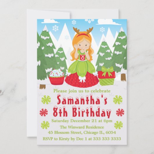 Red Head Kerstprinses Winter Scene Birthday Kaart (Voorkant)