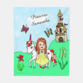 Red Head Princess en Unicorn Fairy Tale Fleece Deken (Voorkant)