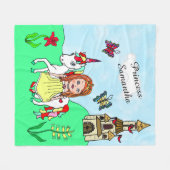 Red Head Princess en Unicorn Fairy Tale Fleece Deken (Voorkant (Horizontaal))