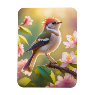 Red Headed Buff Chested Warbler Fantasy Bird Magneet
