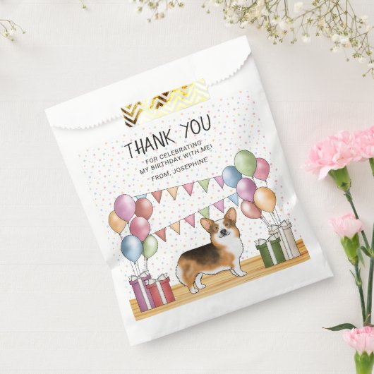 Red Headed Tri Pembroke Corgi Verjaardag Bedankt Bedankzakje (Gezegeld)