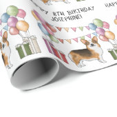 Red Headed Tri Pembroke Welsh Corgi Happy Birthday Cadeaupapier (Rol Hoek)