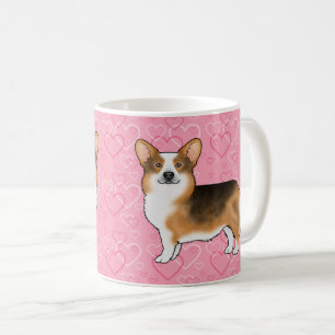 Red Headed Tri Pembroke Welsh Corgi Pink Hearts Koffiemok
