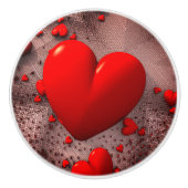 Red Heart Abstract Fractal Keramische Knop (Voorkant)