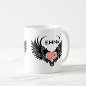 Red heart angel black wings koffiemok (Voorkant rechts)