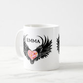Red heart angel black wings koffiemok (Voorkant links)