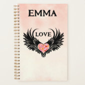 Red heart angel black wings planner (Voorkant)