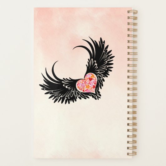 Red heart angel black wings planner (Achterkant)