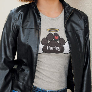 Red Heart Angel Wings Paw Naam hond Memorial toevo Tri-Blend Shirt