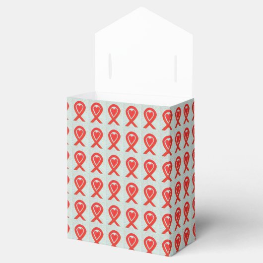Red Heart Awareness Ribbon Art Party Favor Box Bedankdoosjes (Geopend)