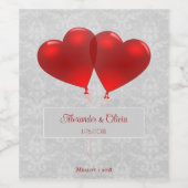 Red Heart Balloons Mariage Étiquette de vin (Étiquettes simples)
