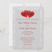 Red Heart Balloons Wedding Invitation (Devant)