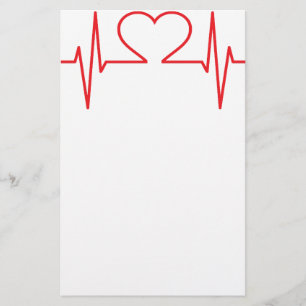 Red Heart Beat Line Briefpapier