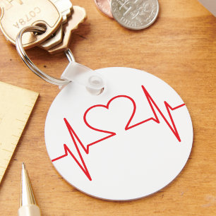 Red Heart Beat Line Sleutelhanger