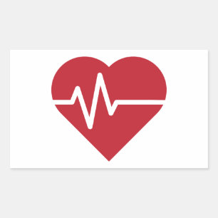 Red Heart Beats Rechthoekige Sticker