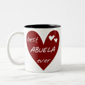Red Heart Best Abuela Ever T-shirts en cadeautjes Tweekleurige Koffiemok (Links)